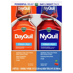 Vicks DayQuil & NyQuil Cold, Cough & Flu Liquid Medicine, over-the-counter Medicine, Cherry, 2×12 oz Vicks DayQuil & NyQuil Cold, Cough & Flu Liquid Medicine, over-the-counter Medicine, Cherry, 2×12 oz